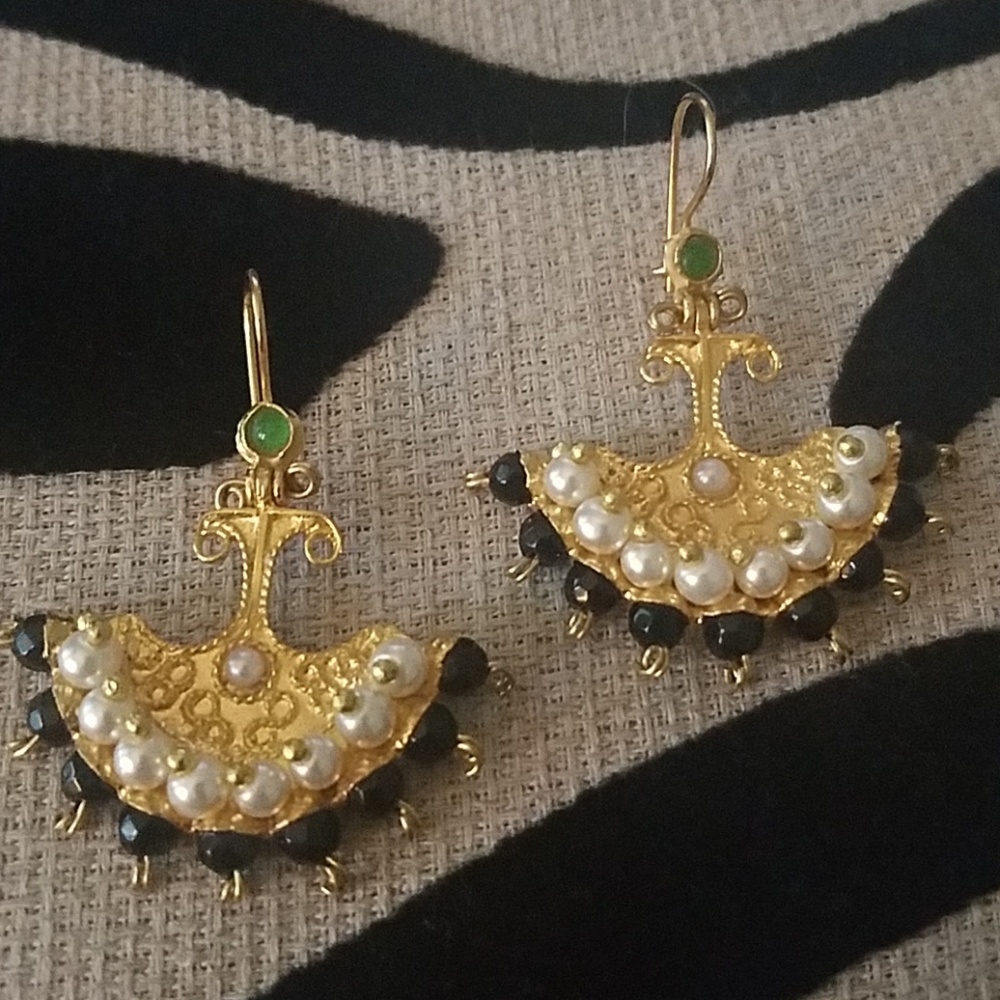 Turkish brass plated chandelier earrings.